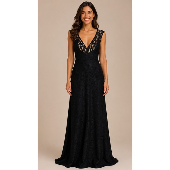Miusol Dresses & Skirts - Miusol Black Lace Maxi Dress with Sheer Yoke